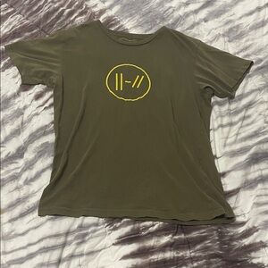 Olive Green Twenty One Pilots “Trench”Graphic T-Shirt with Yellow Logo